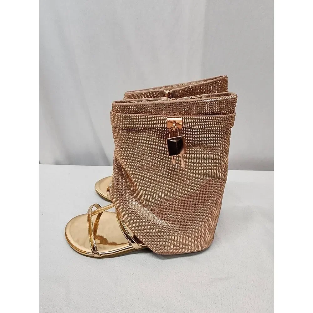 Cape Robbin Size 7 Rose Gold SHILOHA Ladies Sandals Rhinestone